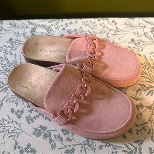 Vionic Georgie Slip On Chain Mule Pink Suede size 8